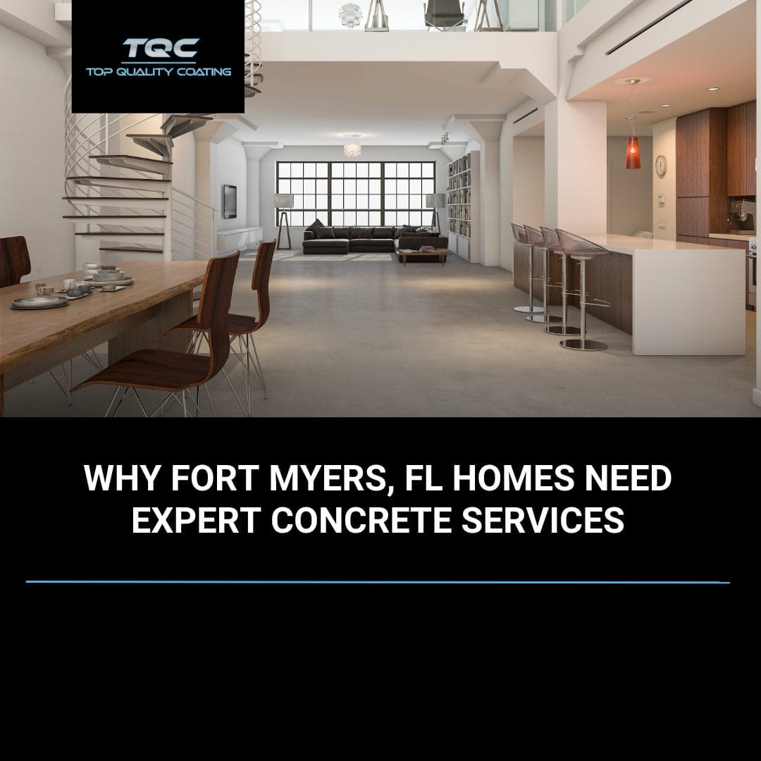 Expert concrete and epoxy flooring installed in a Fort Myers, FL home by Top Quality Coating