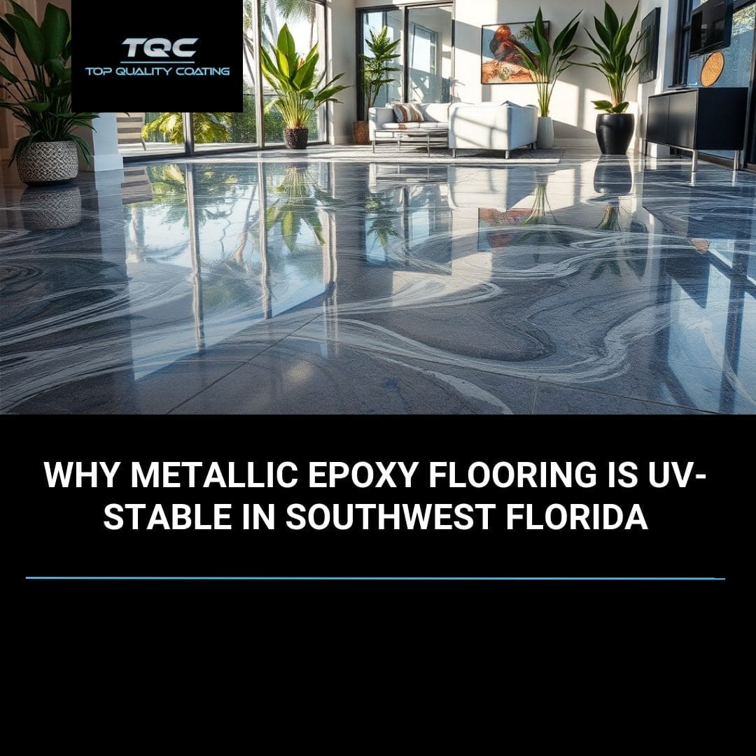 UV-stable metallic epoxy flooring in a SWFL home by Top Quality Coating