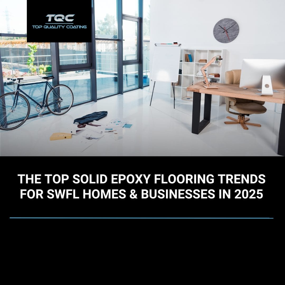 Solid epoxy flooring installation in Naples, FL featuring 2025 color and design trends