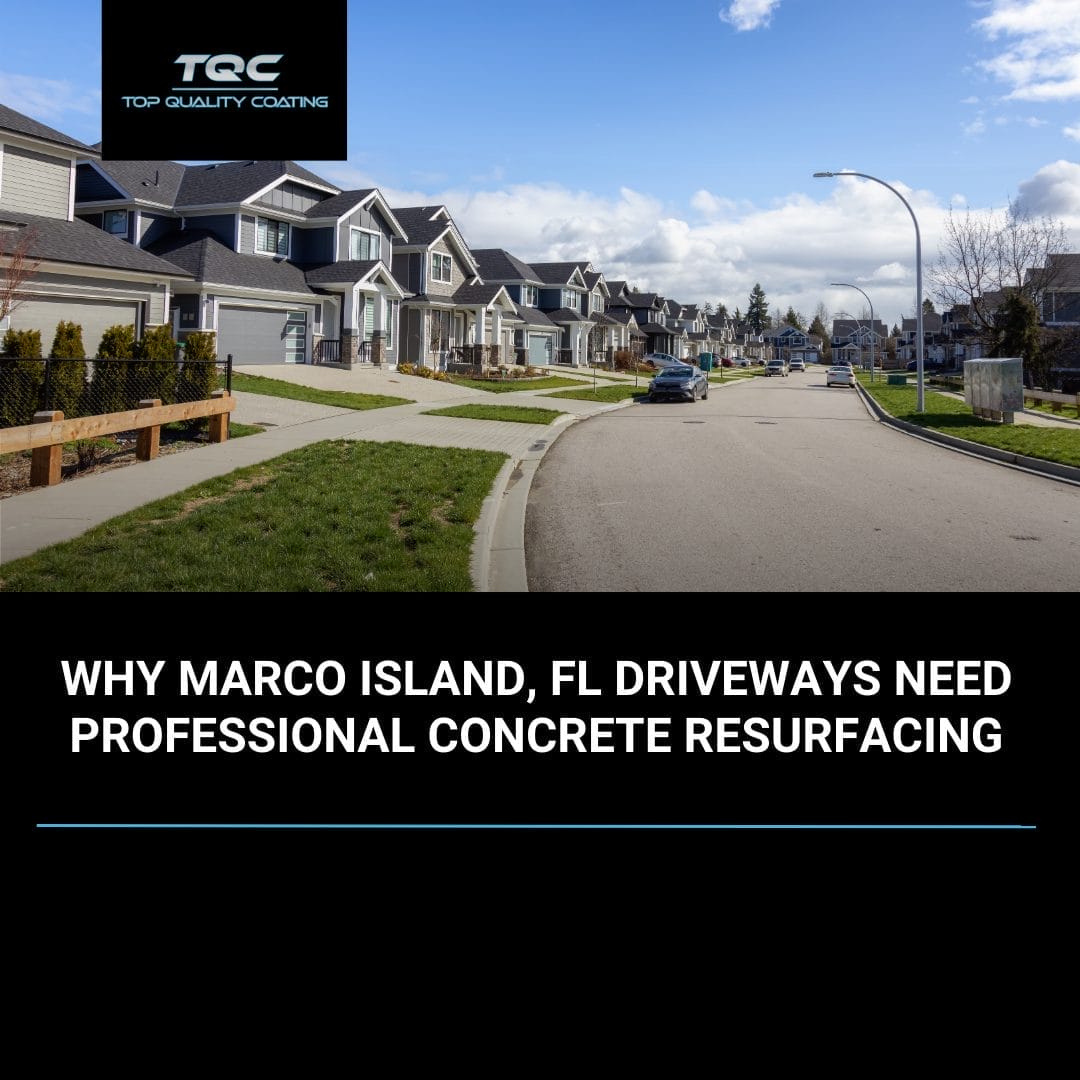 Concrete resurfacing on a Marco Island, FL driveway with custom finish