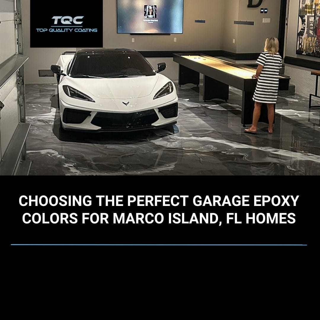 Custom epoxy garage flooring colors for a Marco Island, FL home