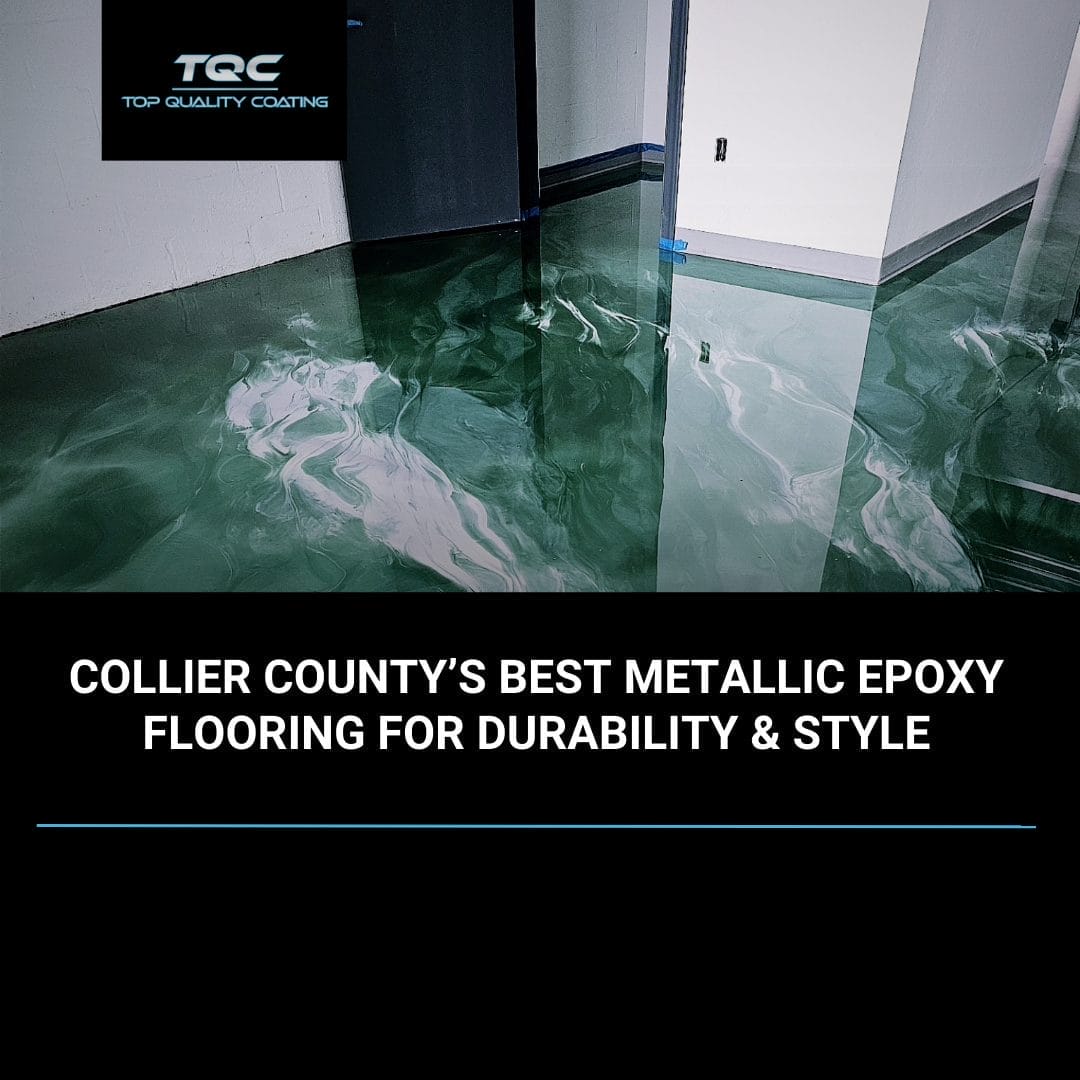 Metallic epoxy flooring in Collier County garage with a glossy, durable finish