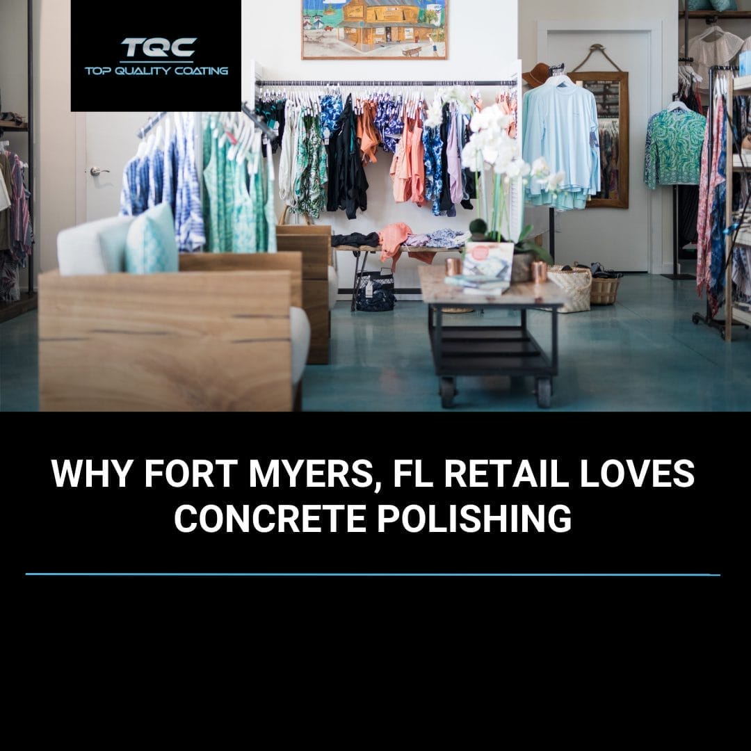 Polished concrete floor inside a modern Fort Myers retail store.