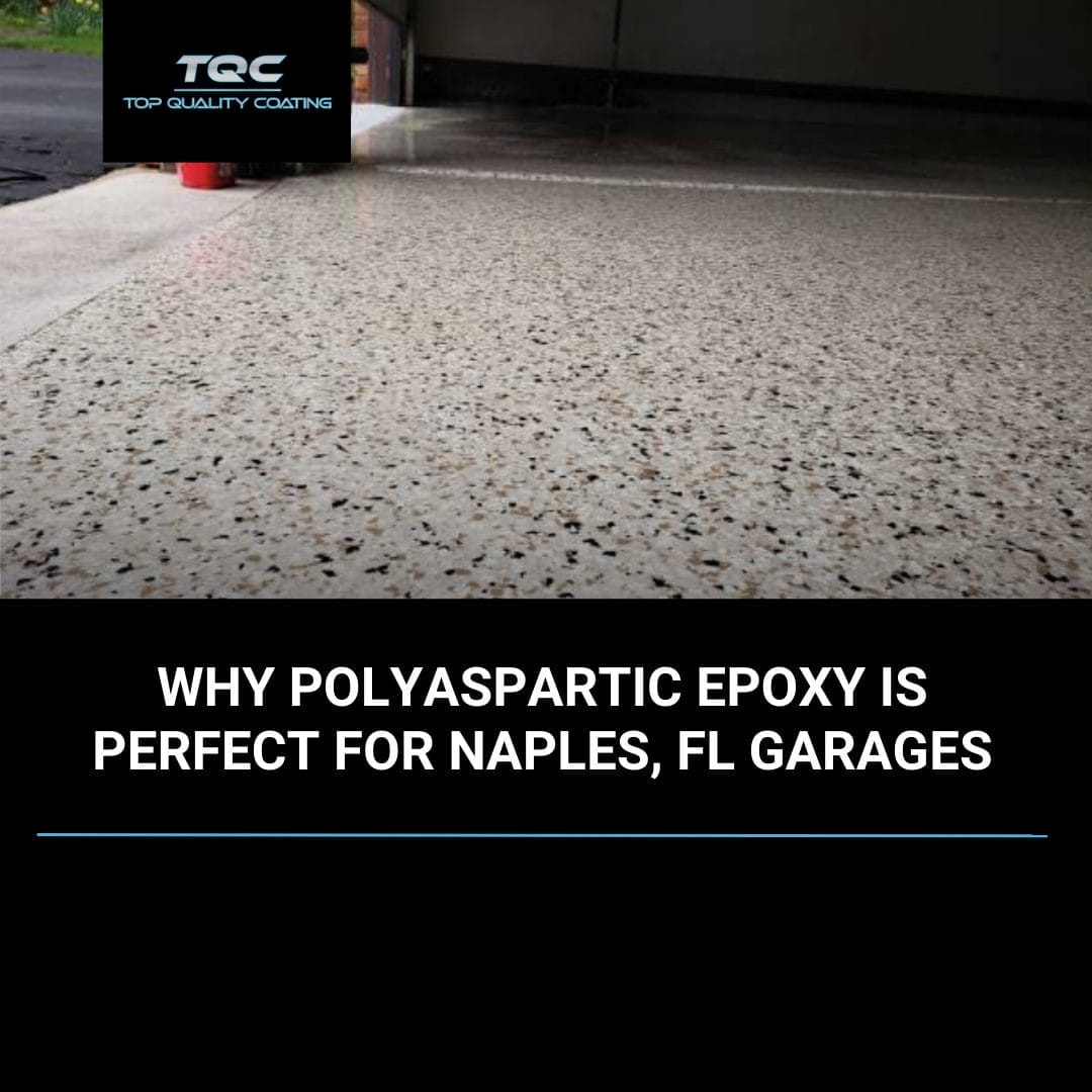 Polyaspartic epoxy garage floor in Naples, FL with decorative flake finish.