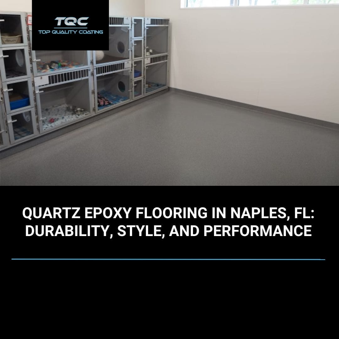 Quartz epoxy flooring installed in residential and commercial spaces by Top Quality Coating in Naples, FL.