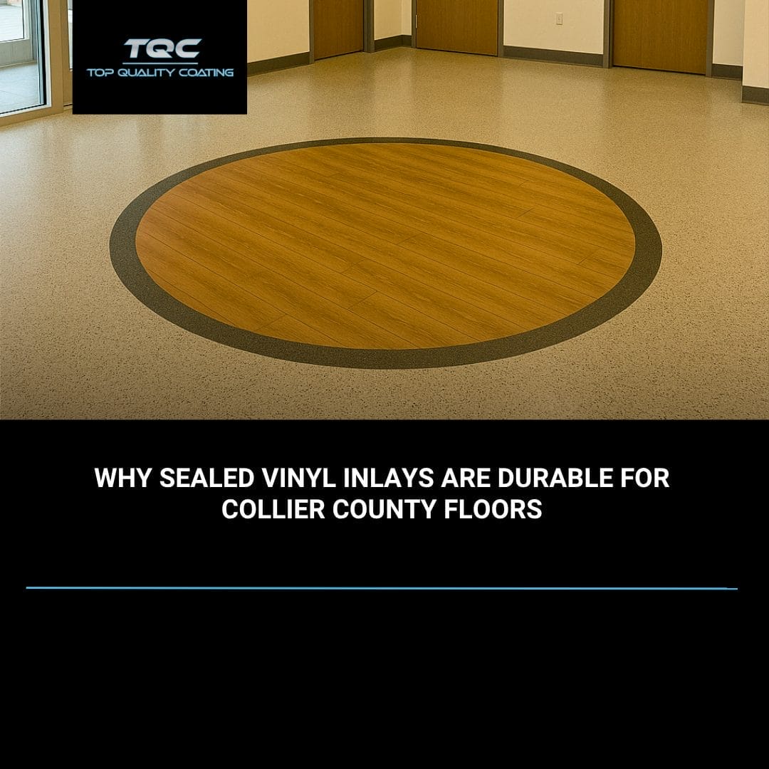 Sealed vinyl inlay epoxy floor in Collier County, FL by Top Quality Coating