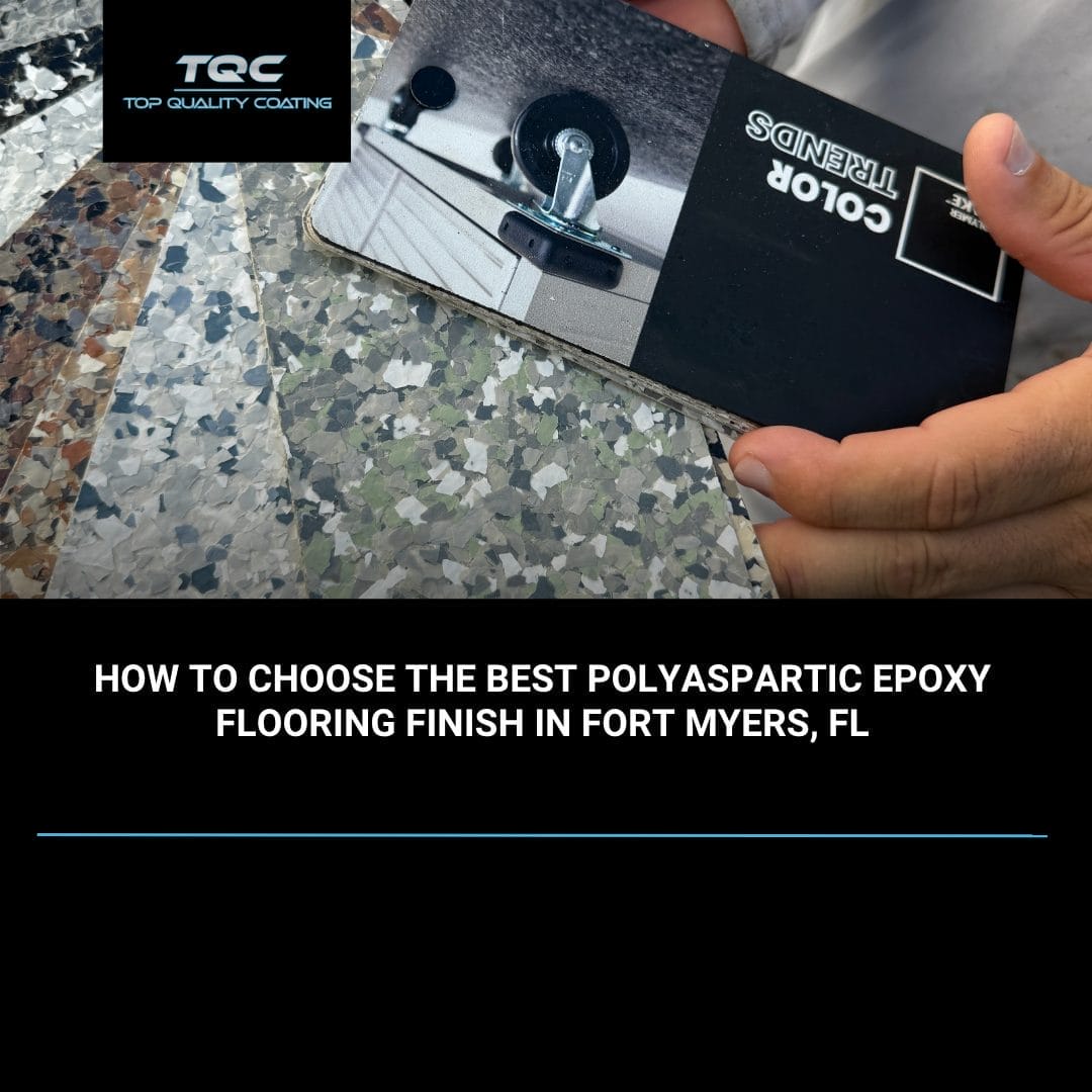 Polyaspartic epoxy flooring installation in Fort Myers FL by Top Quality Coating