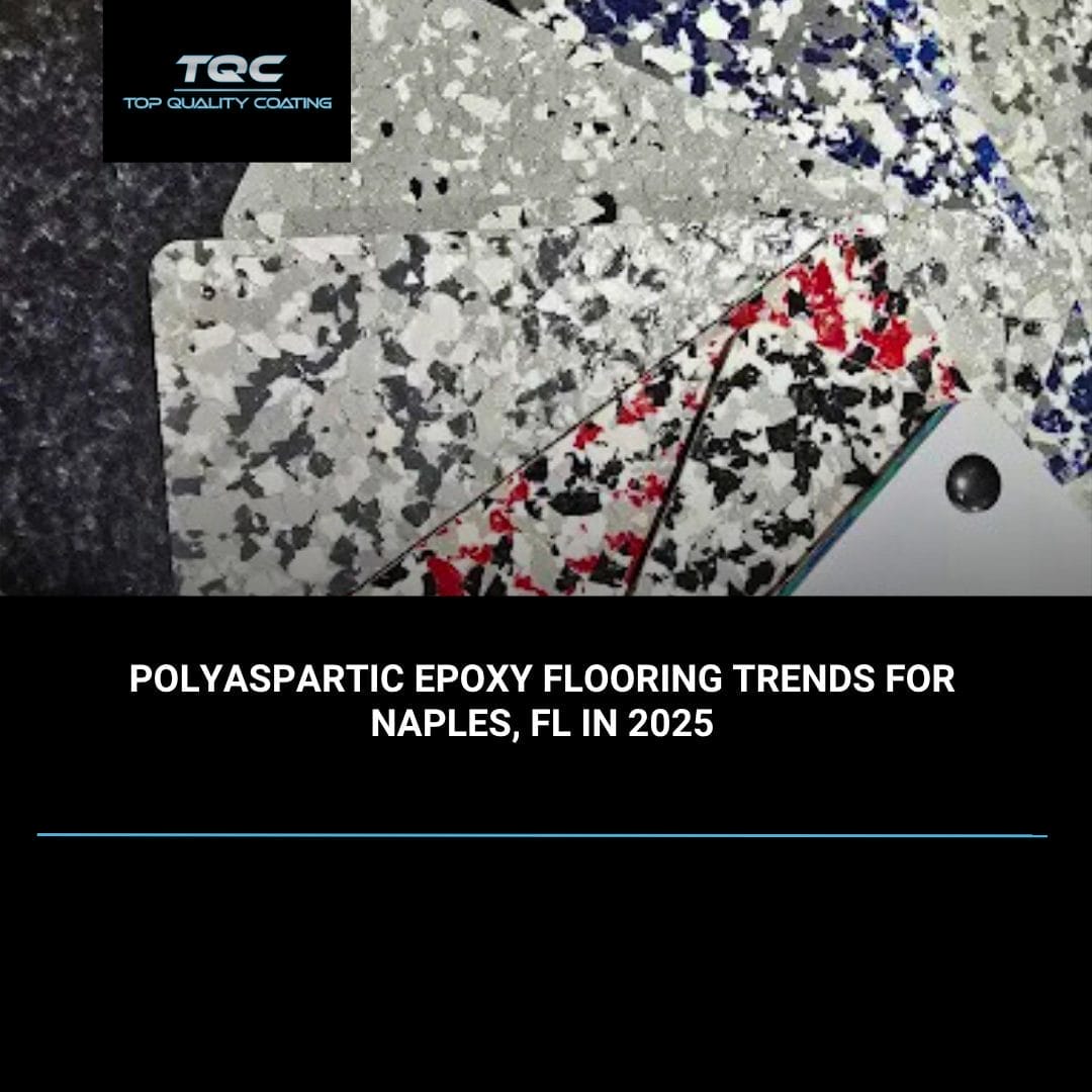 Polyaspartic epoxy flooring in Naples FL garage featuring modern flake design by Top Quality Coating