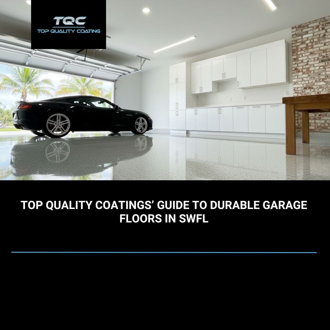 Professional epoxy garage floor installation in Naples, Florida by Top Quality Coatings.