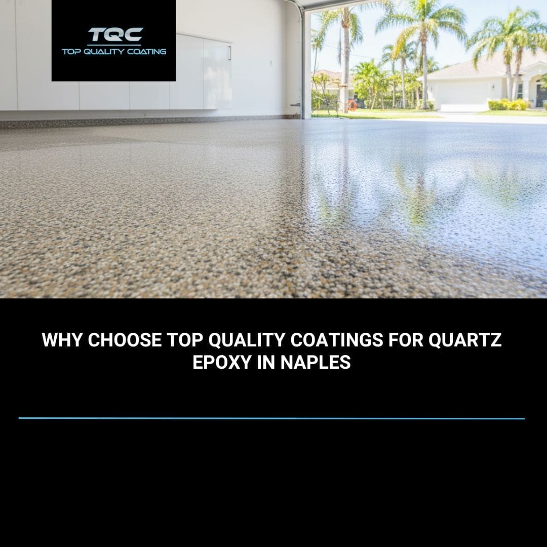 Double broadcast quartz epoxy flooring installation in a residential garage in Naples, FL