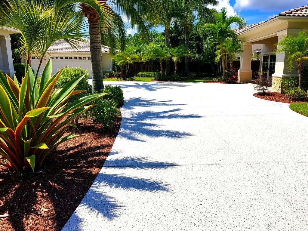 Freshly resurfaced concrete driveway in Southwest Florida