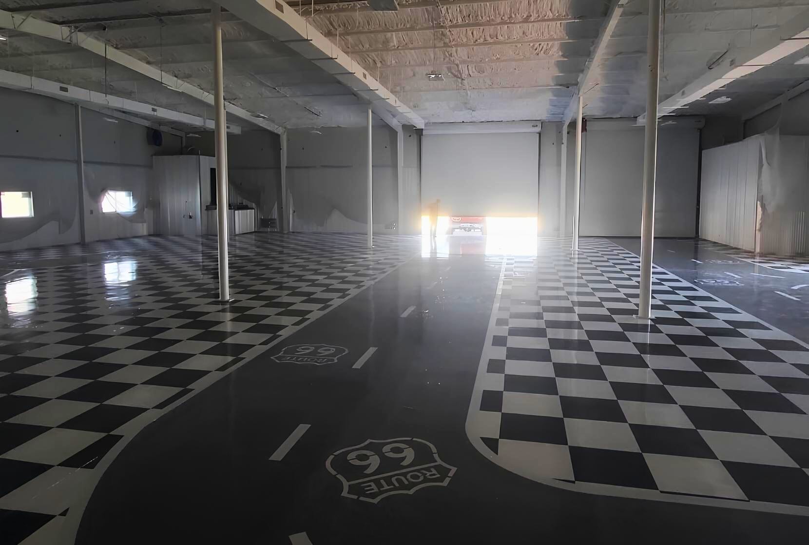 Decorative epoxy floor coating installation for residential and commercial spaces in Naples Florida.