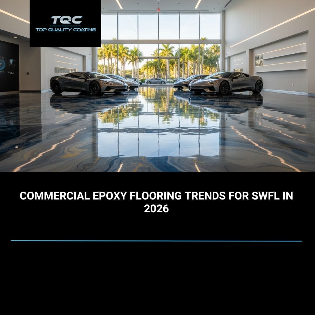 2026 commercial epoxy flooring trends in Naples FL featuring metallic finishes and high-traffic durability.